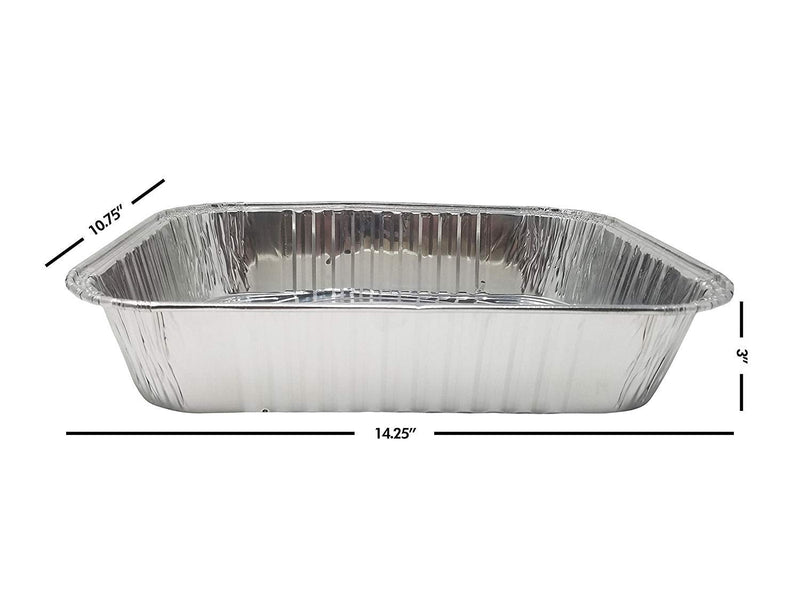 DCS Deals 14" x 10" x 3" Aluminum Oblong Baking Pans (Pack of 10) 3” Deep Pans for Big Meals – Super Strong Foil Baking Tins - Ideal for Roasting Poultry, meats, Lasagna, Barbeques, MADE IN THE USA