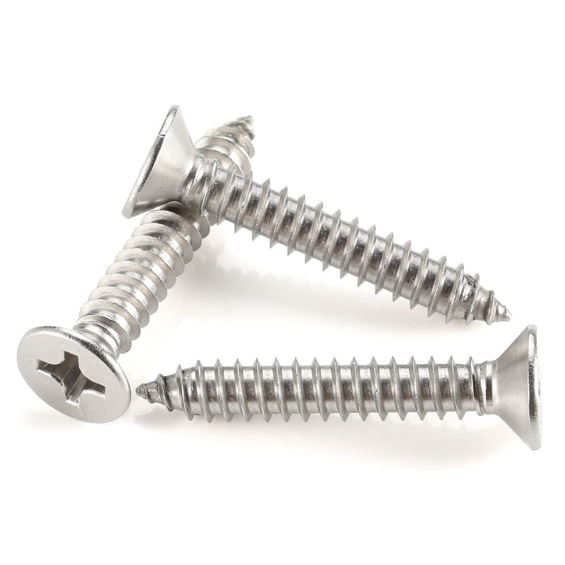 [Australia - AusPower] - 50 PCS #10 x 2" (3/8" to 2" Available) Flat Head Sheet Metal Screws Wood Screws, 304 Stainless Steel 18-8, Self Tapping #10 x 2" 50 