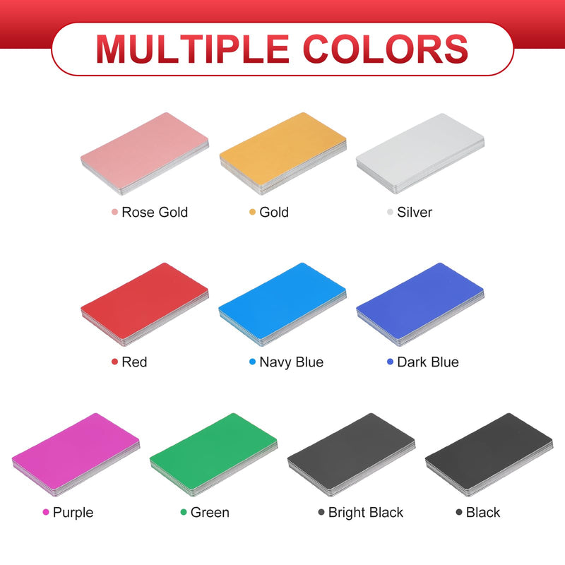 PATIKIL Metal Business Card 0.21mm Thick 3.4x2.1 Inch, 200 Pcs Anodized Aluminum Blank Laser Engraving Cards with Cable Ties for Multipurpose House Office, Navy Blue