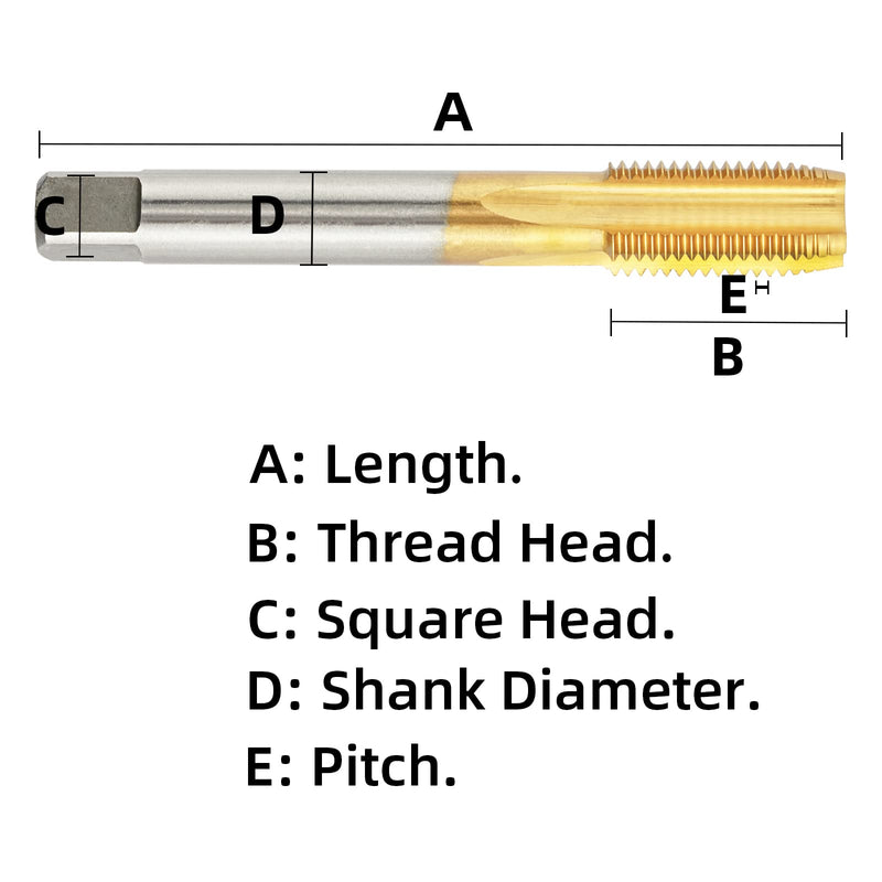 [Australia - AusPower] - Metric M8 X 1.25 HSS Ti-Coated Straight Flute Thread Tap, M8 X 1.25mm Titanium Coated Thread Machine Tap Right Hand 