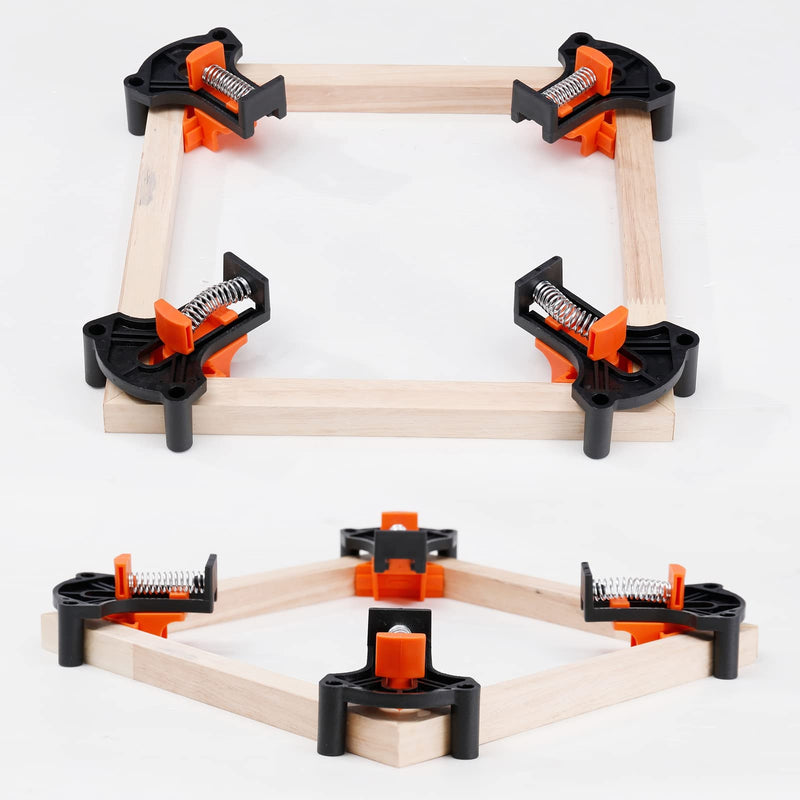 [Australia - AusPower] - 60/90/120 Degree Multi Angle Pro Corner Clamp for Woodworking Set of 4, Adjustable Spring Loaded Right Clamp Tools, Carson Carpentry, Frame Cabinet Wood Tools Accessories Orange 