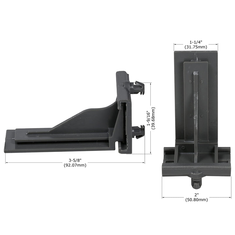 [Australia - AusPower] - 2 Pack DTC Rear Mounting Brackets Heavy Duty Drawer Slide Socket Plastic Grey Color for DTC Undermount Drawer Glides with Lengths 12"(305mm), 15" (381mm), 18" (457mm), and 21" (533.5mm) - OGA03 2 