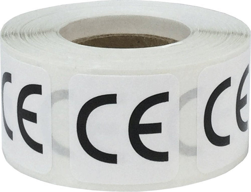 European Conformity CE Labels, 1 Inch Square Adhesive Compliance Stickers, 500 CE Mark Labels Per Roll for Product Certification, Electronics, Manufacturing, and Equipment – Made in the USA