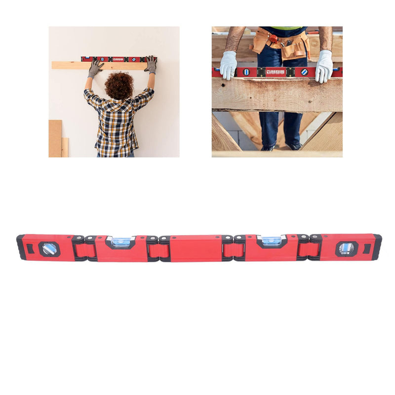 [Australia - AusPower] - 28 Inch Foldable Level Ruler, High Accuracy Leveler Tool for Pipes Stairs and Corners, Adjustable Folding Design, Small Level for Easy Storage 