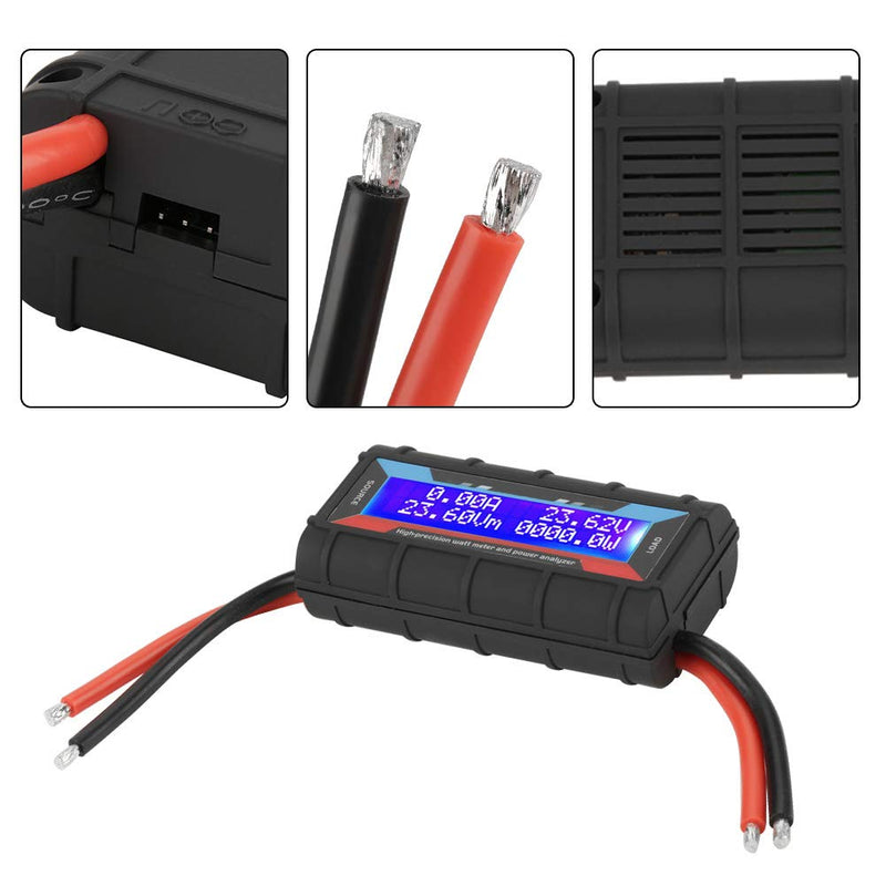 [Australia - AusPower] - Digital Power Meter - RC Model Power Analyzer, 4.8V~60V 130A Watt Meter with LCD Display, Ammeter Voltmeter Multimeter, Compact Design for RC Aircraft, 3.3 x 1.7 x 1in 