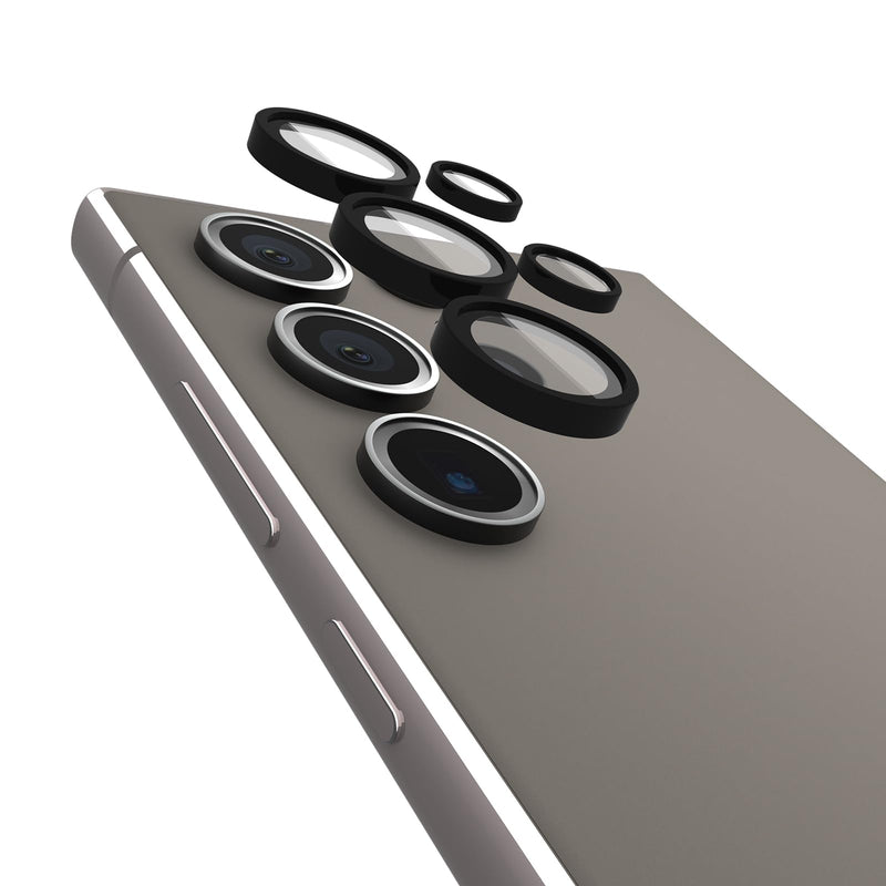 [Australia - AusPower] - Pelican Samsung Galaxy S24 Ultra Camera Lens Protector with Aluminum Rings - 9H Tempered Glass - Durable Anti-Scratch, Anti-Shatter, HD View with Night Shoot and Case Friendly, Easy to Install - Black 
