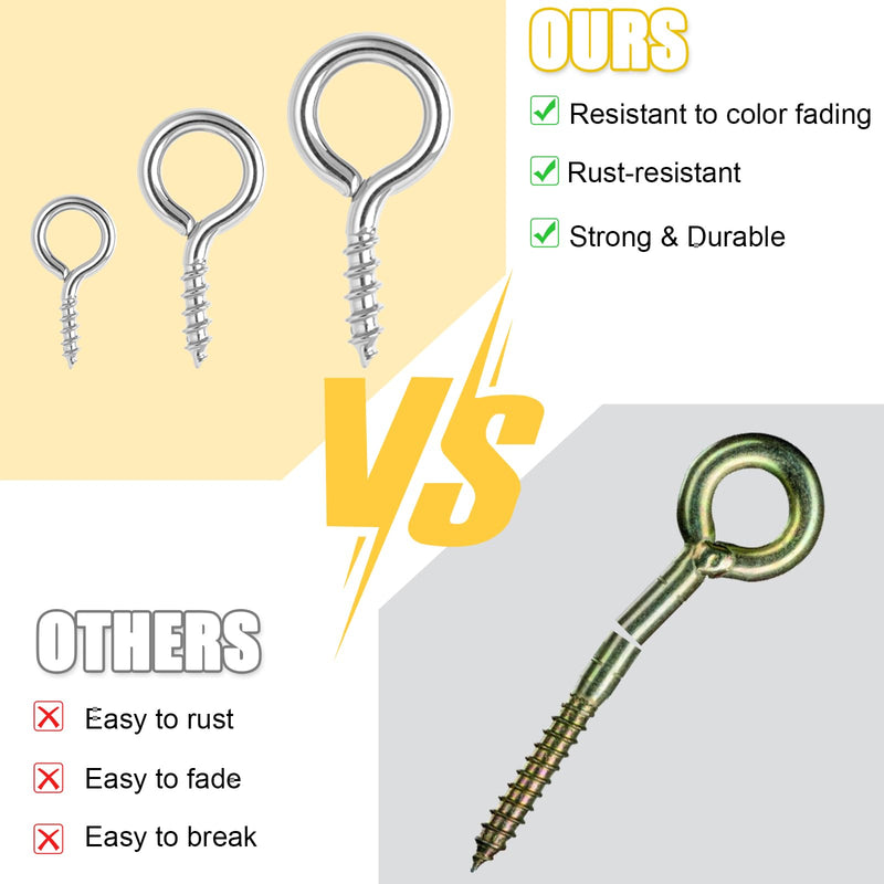 [Australia - AusPower] - 720PCS Small Screw Eye Pins, 3 Styles of Mini Eye Screws, Eyelet Pins Hooks for DIY Crafts, Art Projects, Tiaras and Jewelry Making - Silver 