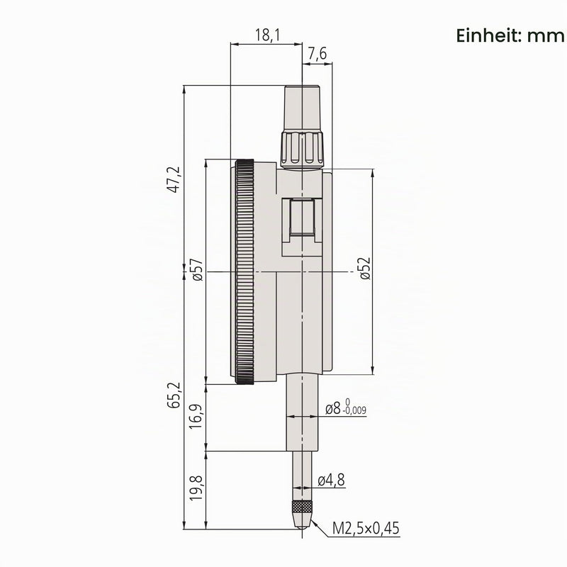 Dial Indicator Flat End Cover ISO Design 10mm 0.01mm | 0.01 mm, shock-proof, easy to read