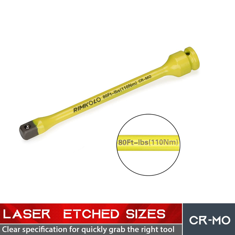 [Australia - AusPower] - 1/2" Drive Torque Limiting Extension Bar, 8 Inch Color-Coded Limiter 80ft-lbs CR-MO Stick for Locking Lug Nuts 80 Ft-lbs (110nm) 