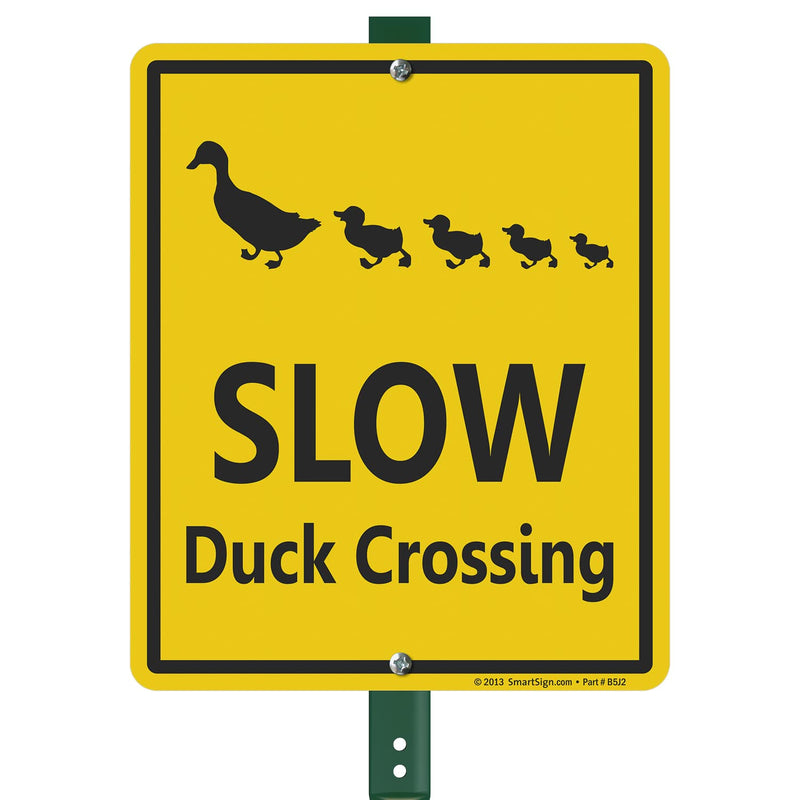 SmartSign 12 x 10 inch “Slow - Duck Crossing” Yard Sign with 3 foot Stake, 40 mil Laminated Rustproof Aluminum, Black and Yellow, Set of 1 12" x 10" Aluminum Sign with 3' Stake