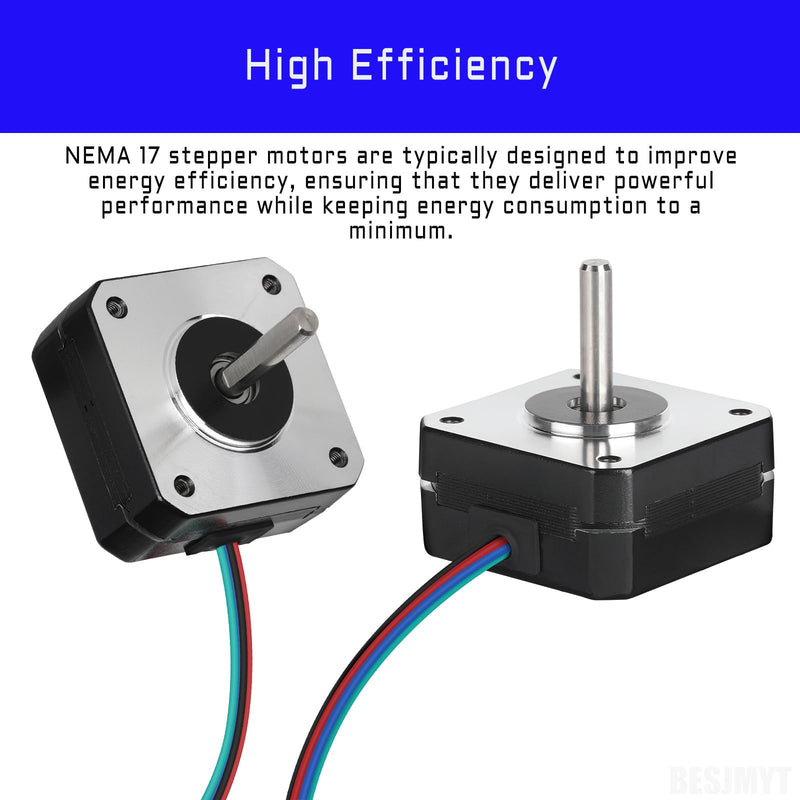 Nema 17 Stepper Motor 3PCS High Accuracy 145mNm/20.53oz.in High Torque 20.5mm(0.81inch? Bipolar 1A-3.5V 1.8 Degree 2 Phase 4 Lead for 3D Printer/CNC Machine Tool