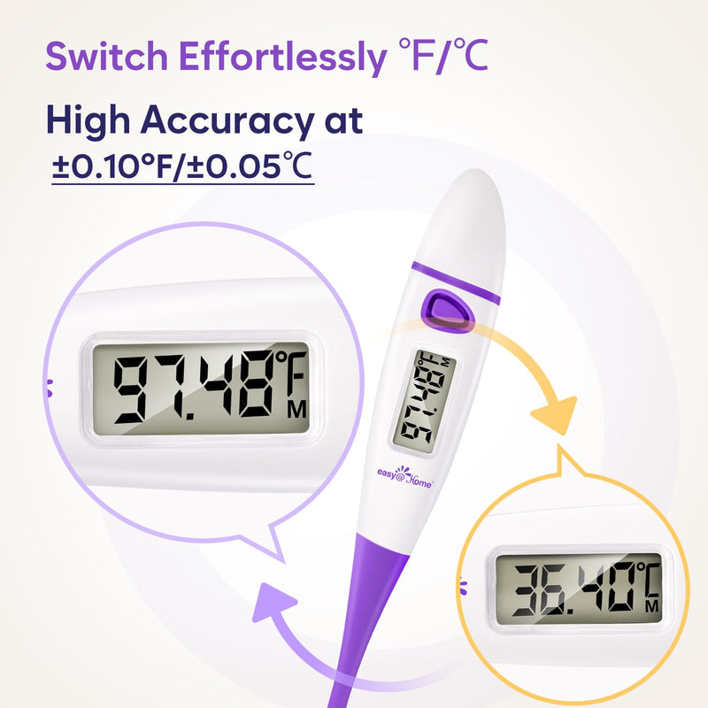 [Australia - AusPower] - Easy@Home Basal Body Thermometer: BBT for Fertility Prediction with Memory Recall- Accurate Digital Basal Thermometer for Temperature Monitoring with Premom App - EBT-018 