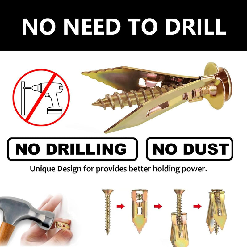 Self Drilling Drywall Anchors and Screws,Dry Wall Anchors Heavy Duty,Drywall Screws and Anchors Repair Tools for Wet and Drywall Fixing Picture,Furniture,Flags,Outdoor Decor (100, 1.57in) 100