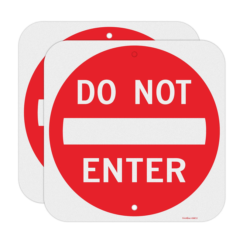 GicnKeuz Do Not Enter signs,12 x 12 Inches Safety Warning Sign .040 Reflective Aluminum,Waterproof and Fade Resistant,2 Pre-drilled holes,Easy to Install, Indoors and Outdoors Use(2-pack) 12 x 12 Inches - 2 packs
