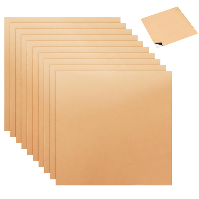 10Pcs Black Backed Copper Foil Sheets, [5.9inch x 5.9inch] Copper Foil Tape for Guitar, Stained Glass, DIY Arts, Crafts, Home Decor, Electrical Repairs, Soldering, Grounding, Crafting 5.9inch x 5.9inch 10
