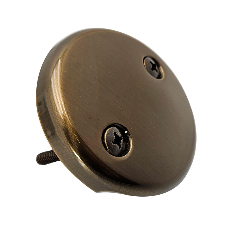 Westbrass Universal Fine or Coarse Thread Replacement Tip-Toe Strainer Drain with 2-Hole Faceplate, Antique Brass, D93K-06 1 Pack