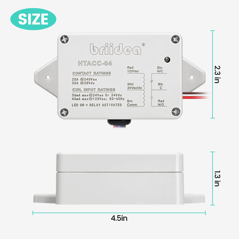 [Australia - AusPower] - Enclosed Power Control Relay, Briidea 20 Amp SPDT Power Relay with 24 VAC/DC/120 VAC Coil, Compatible with HVAC, Temperature Controller Switches 