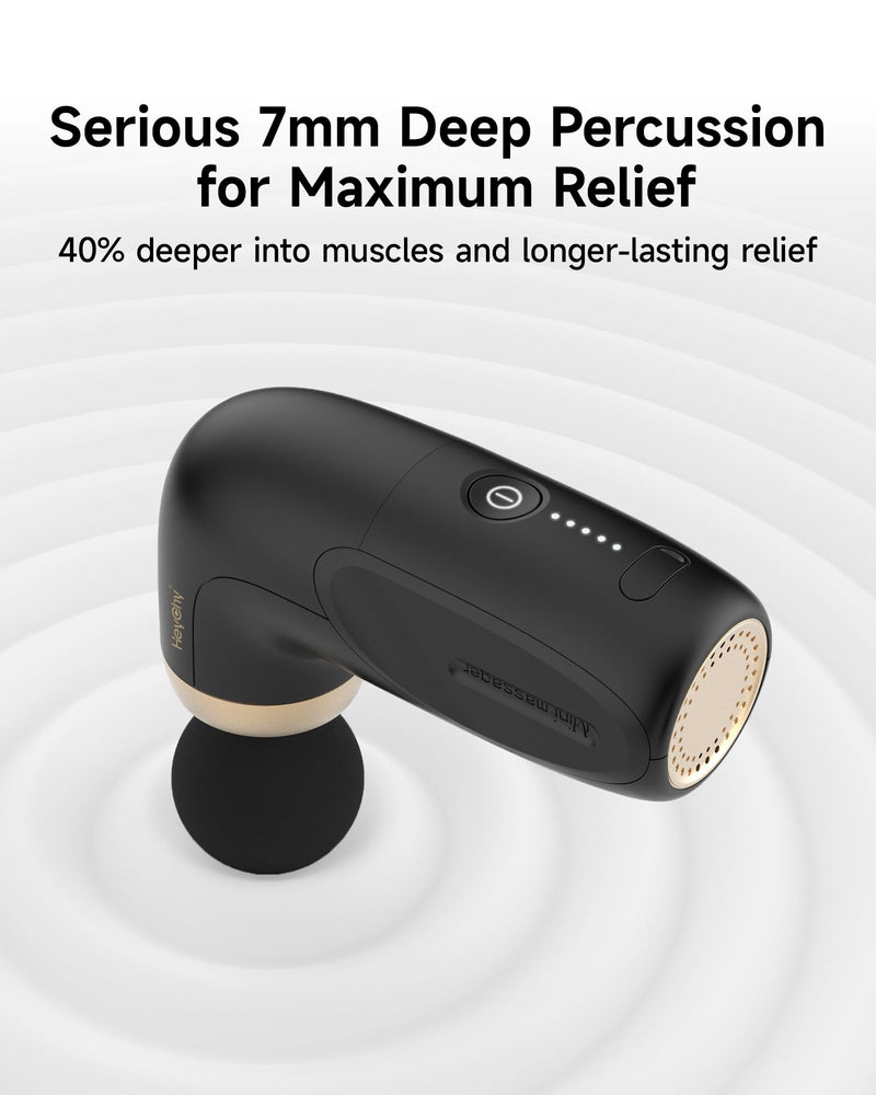 [Australia - AusPower] - HEYCHY A1 Super Mini Massage Gun, Percussion Deep Tissues Muscle Massager, Travel Massage Gun, Compact Sports Massager, Portable Handheld Massager for Office, Home, Athletes(Black) Black 