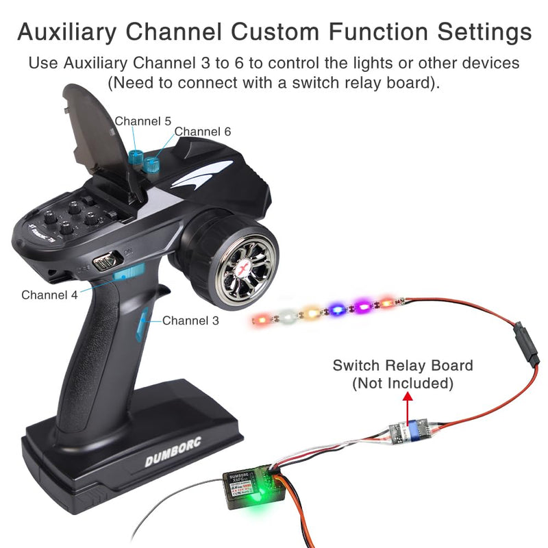 ATA HOBBY DUMBORC X6 2.4GHz 6CH RC Radio Transmitter and Receiver X6FG(Built-in Gyro) with Fail-Safe & Low Voltage Alarm Function for Rc Vehicle Car Boat Tank Model Parts Remote Controller