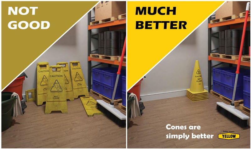 Yellow Safety® Commercial 15 Inch "Caution Wet Floor" Sign Cone, 4 ct., Easy to Use and Store 15"