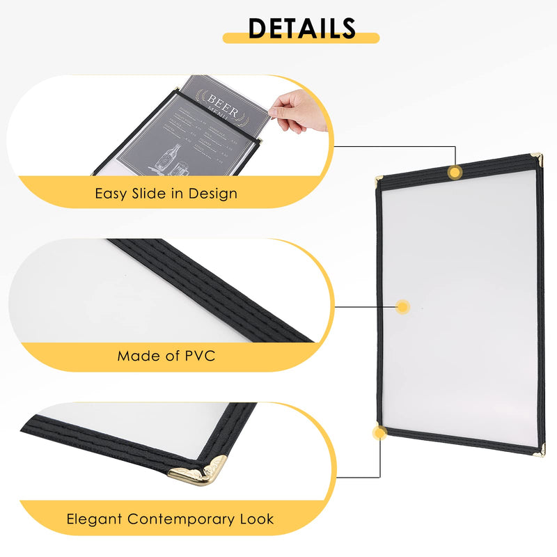 [Australia - AusPower] - MYFULLY 8.5 x 11 Inch Menu Covers | Pack of 10 Transparent Restaurant Menu Covers, American Style Menu Holders for Restaurants, Bars, Cafes, Food & Drink (8.5"x 11" (1 Page, 2 View)) 8.5"x 11" (1 Page, 2 View) 