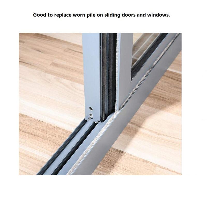 [Australia - AusPower] - TORRAMI Felt Pile Weather Stripping 11/32 inch x 3/16 inch x 16 ft, Sliding Windows and Door Frame Side Brush Seal, Draft Stopper Soundproofing, Grey Gray 