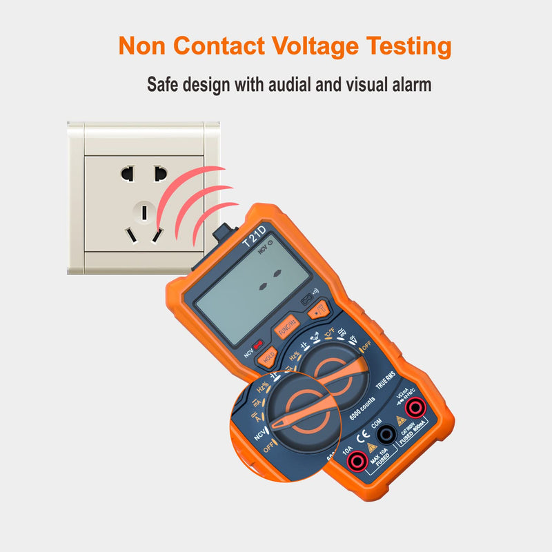 [Australia - AusPower] - Auto-Ranging Digital Multimeter, TRMS 6000 Counts AC DC Voltmeter Ohm Volt Amp Meter, Electrical Multimeter Tester with NCV, Measure Capacitance Current Resistance Temp Continuity Diode Duty Cycle up to 600V/10A 