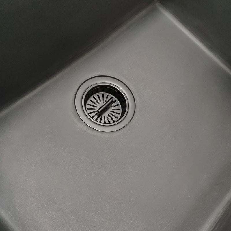 EADOT 3-1/2 Inch Matte Black All Stainless Steel Kitchen Sink Drain Strainer Assembly with Strainer Basket, Drain Stopper Replacement for 3.5 Inch Kitchen Sink