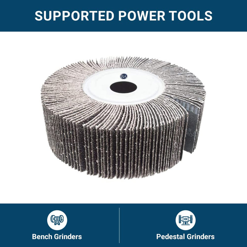 [Australia - AusPower] - Benchmark Abrasives 6" x 2" Aluminum Oxide Center Hole Flap Wheel with 1" Arbor Hole, Perfect for Woodworking Grinding Polishing Rust Paint Removal - 120 Grit 