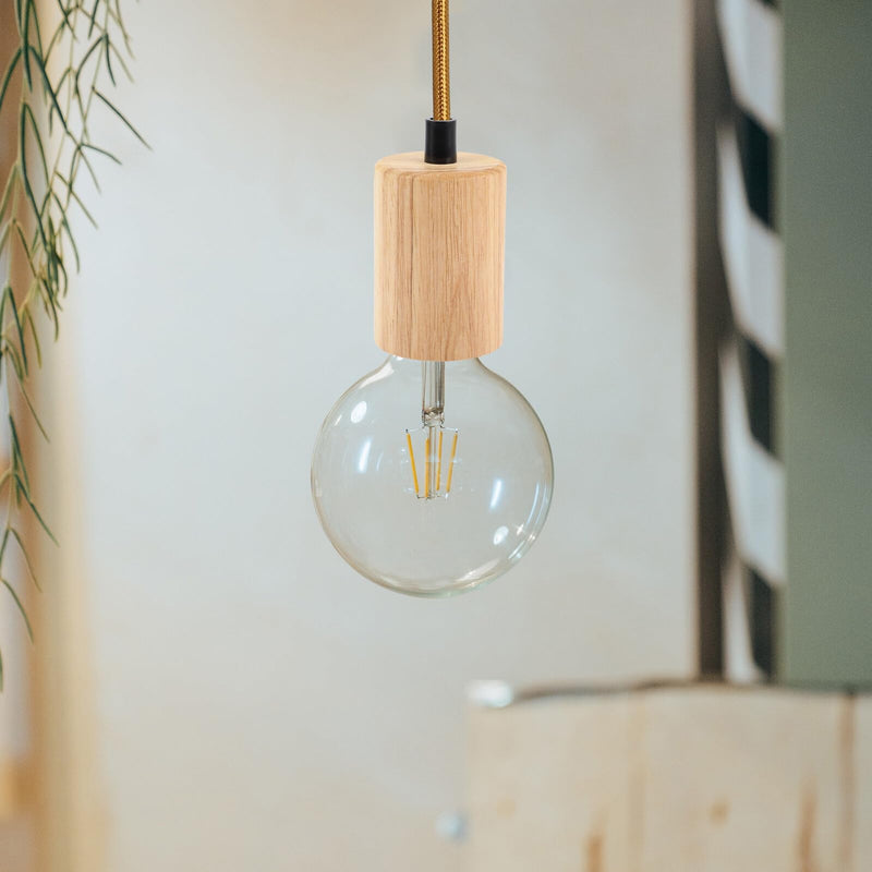 Didiseaon Wooden Lamp Holder Vintage Lamp Base Made of Wood and Plastic Durable Stable Install for DIY Pendant Light Living Room Bedroom