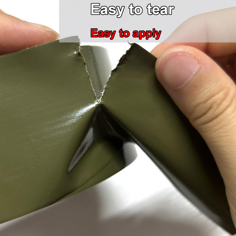 2 Roll Heavy Duty Olive Green Duct Tape-Professional Grade Outdoor Waterproof Tape, Hand Tearable, Repair Duct Tape for Industrial, Professional Use,3 Inch x 30 Yards