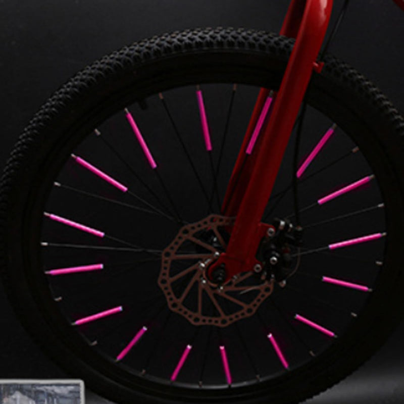 2 Pack of Bicycles Reflective Spokes Mountain Bike Colorful Warning Reflective Strip Bicycle Wind and Fire Wheel Reflective Strip Steel Wire Reflective Strip Pink