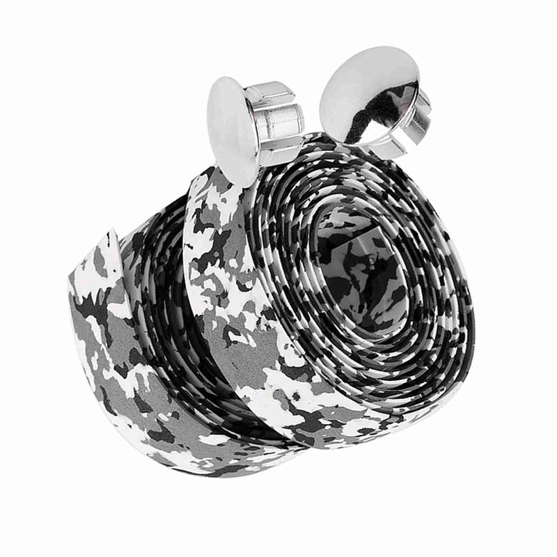Tbest Handlebar Tape Reflective Grip Wrap Tape + 2 Bar Plugs for Mountain Road Bike (Pack of 2) Black+White