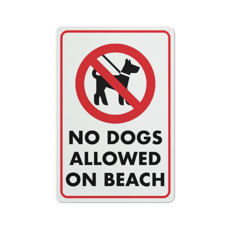 No Dogs Allowed On Beach Sign Outdoor Metal Sign - 12 X 8 Metal Signs For Business, Workplace, Office, Home, Delivery Signs, Road Signs, Garden Signs P402 8x12inch