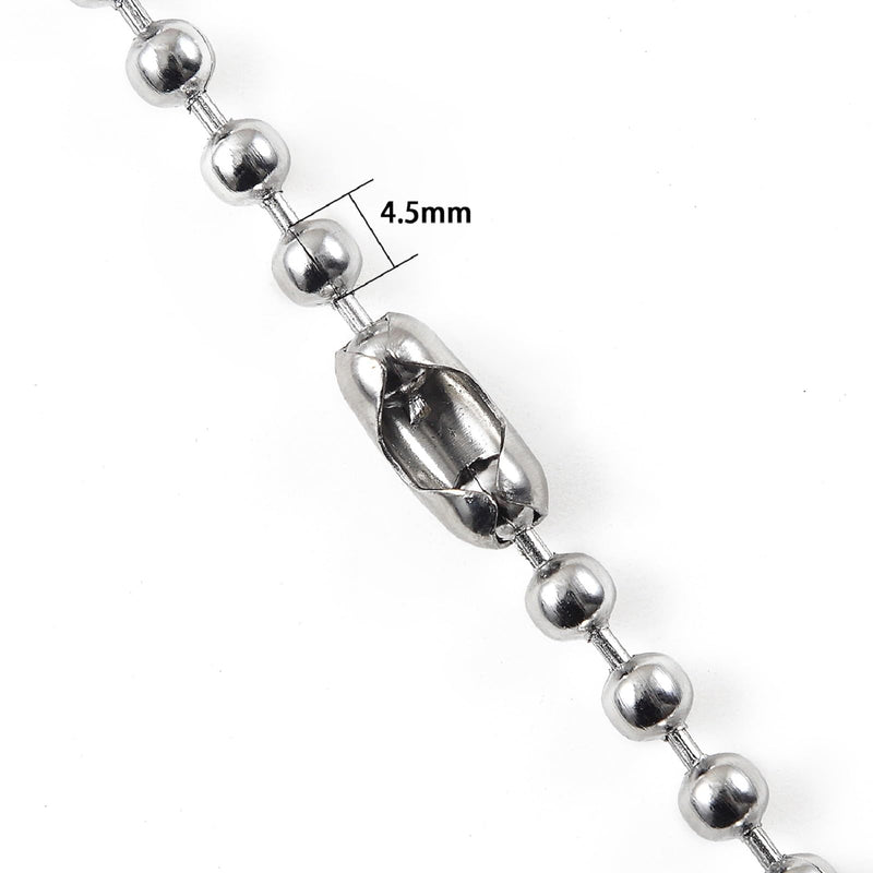 [Australia - AusPower] - 197 Inch Beaded Ball Pull Chain Extension Roller Shade Bead Chain Extende, Great Pulling Force Stainless Steel with 10 Connectors (4.5mm, Silver) 197 Inch 