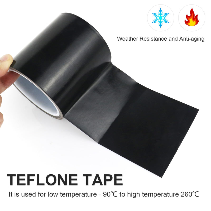 BOMEI PACK Black PTFE Teflonn Glass Cloth Tape, 4'' x 33ft High Temperature Tape Fiberglass Adhesive, Heat Resistant for Fabric,High-Speed Sealing Machine,Vacuum Sealer Machine,1 Pack 4inch x 33ft