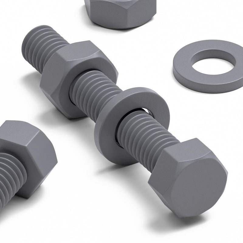 [Australia - AusPower] - 50 x Hexagon Head Screws Grey PVC Plastic nuts and bolts, oxidation resistant, weather resistant, UPVC, Plastic nuts and bolts, M6 x 40mm, (15/64 x 1-37/64 in) 