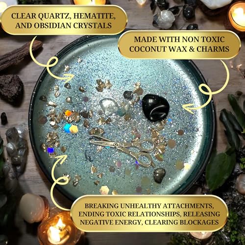 Cut Ties Spiritual Candle to Cut Cords, End Toxic Relationships, Break Unhealthy Attachments & Release Negative Energy | Energy Cleansing | Soy Candles Non Toxic | Sage Candle | Cleanse Your Home Small 4oz