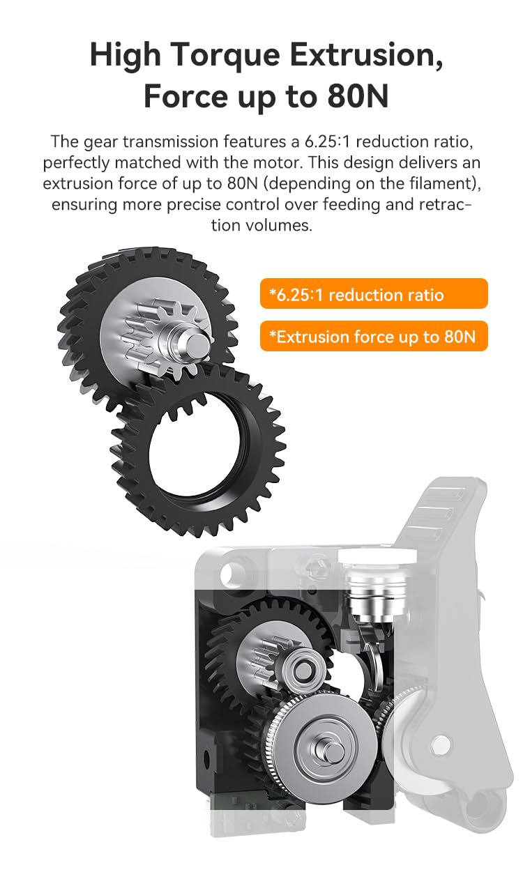 Creality K2 Plus Extruder Kit, Original 3D Printer Extruder Part for K2/ K2 Pro Combo, Dual Gear Extrusion with Filament Runout Sensor, 6.25:1 Gear Ratio 80N Force for Smooth & Precision Filament Feed S(Extruder for K2 Plus)