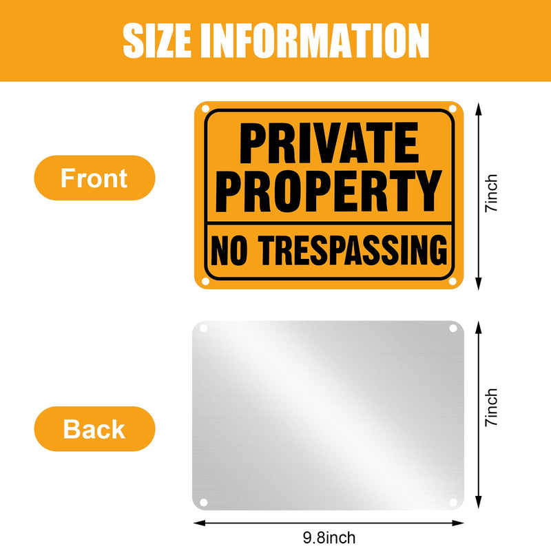 LEIFIDE 12Pcs No Trespassing Private Property Signs 7 x 10 Inch Metal Reflective Aluminum No Trespassing Sign Weatherproof Warning for Property Security(Safety Orange,Yellow, Black) Safety Orange Yellow, Black