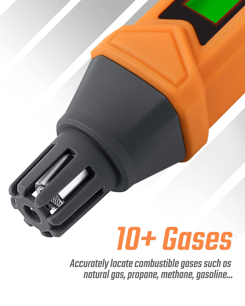 PT199 Natural Gas Leak Detector with Audible & Visual Alarm, Portable Gas Sniffer to Locate Combustible Sources Like Methane, Propane for Home(Includes Battery x2)-Orange PT199 Orange