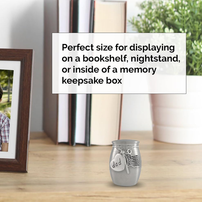 Dad Veteran Small Urn for Human Ashes Mini American Flag Cremation Urn