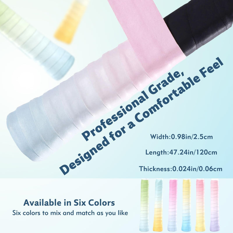 6 Pack Tacky Tennis Racket Grip Tape,Non-Slip Absorbent Tennis Grips Tape,Gradient Color Tennis Racket Grip Tape for Tennis,Pickleball,Badminton,Golf,Baseball Bat Pink