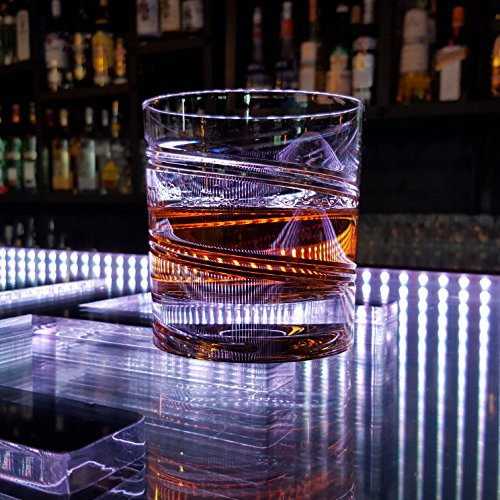 Rotating Glass (Art 002) Spinning Whiskey Glass for Any Occasions - Unique and Old Fashioned Barware Tumbler Crystal Whiskey Glasses, Spin Glasses for Scotch, Bourbon, Cocktail 320ml Art 001