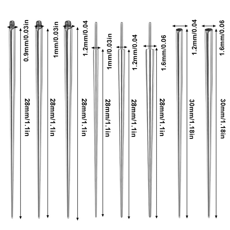 IKOPFLN 8 Piece Piercing Set Piercing Taper Insertion Surgical Steel 14G 16G 18G for Ear/Nose/Lip/Belly/Nipple/Tongue Piercing Tool Body Stretching Piercings Kit Assistant Tool, Ear Piercing Set