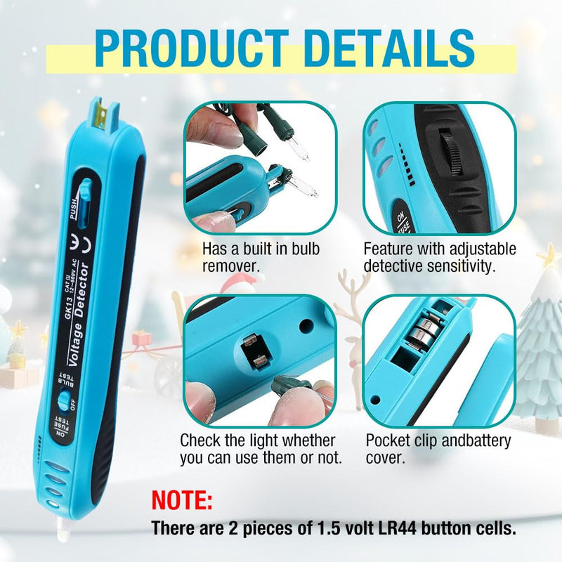 [Australia - AusPower] - allsun EM555 Digital Electric Fence Tester Fault Voltage Meter GK13 Non-Contact Voltage Tester for Christmas Light Repairing Tool 