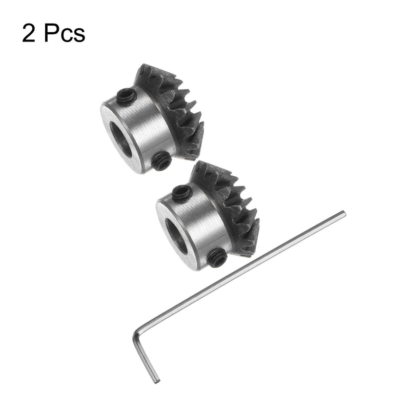 [Australia - AusPower] - 2pcs Bevel Gear 1.5M 16 Teeth 8mm Shaft Hole 1:1 Tapered Bevel Pinion Gear 45# Steel 1.5 Module 90 Degree Steering Gear with M5 Fixing Hole, for Hardware Mechanical Rotation 