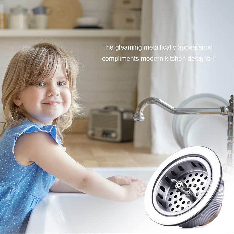 304 Stainless Steel Kitchen Sink Twist Lock Basket Drain Assembly W/Brass Nuts-VARNAHOME Twist lock Kitchen Drain