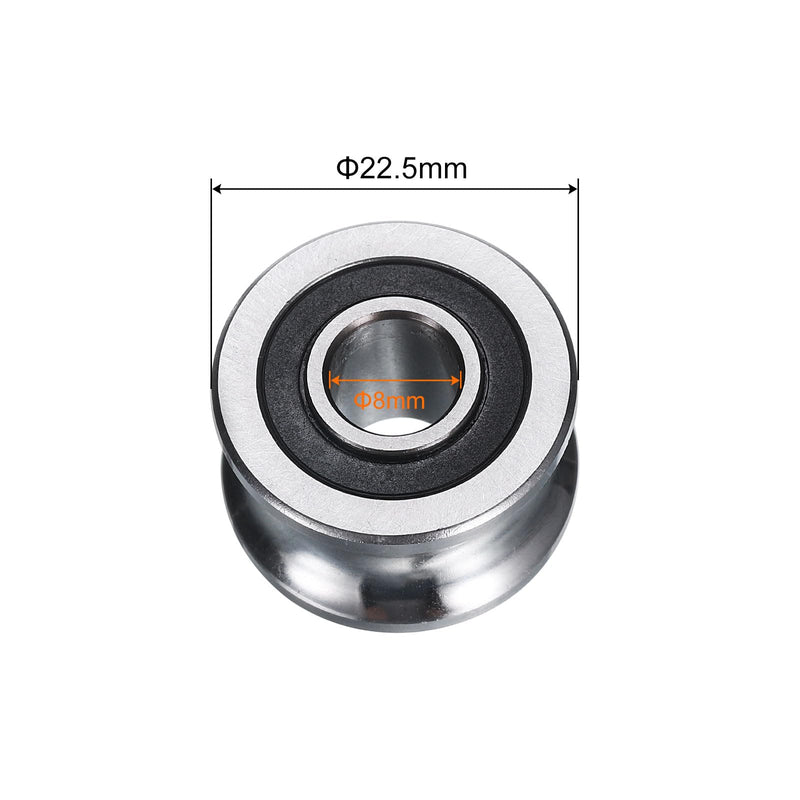 [Australia - AusPower] - uxcell 12pcs SG22 U Groove Track Guide Bearing 8x22.5x14.5mm U Groove Roller Wheel (GCr15) Chrome Steel Bearings, ABEC3 12 