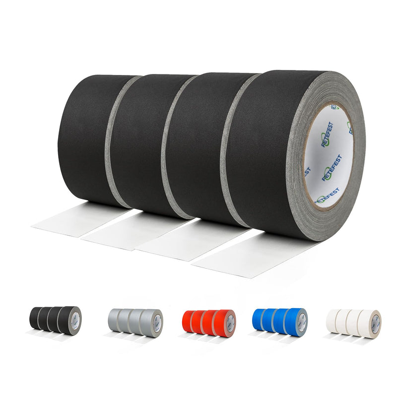 Gaffers Tape Black 4 Pack in Bulk Heavy Duty, 2" x30Yards Each, Professional Grade Gaffer Tape, Non-Reflective No Residue Hand Tear Self-Adhesive, Multiple Purposes (Black, 4 Rolls) 2" Black (4 Rolls)